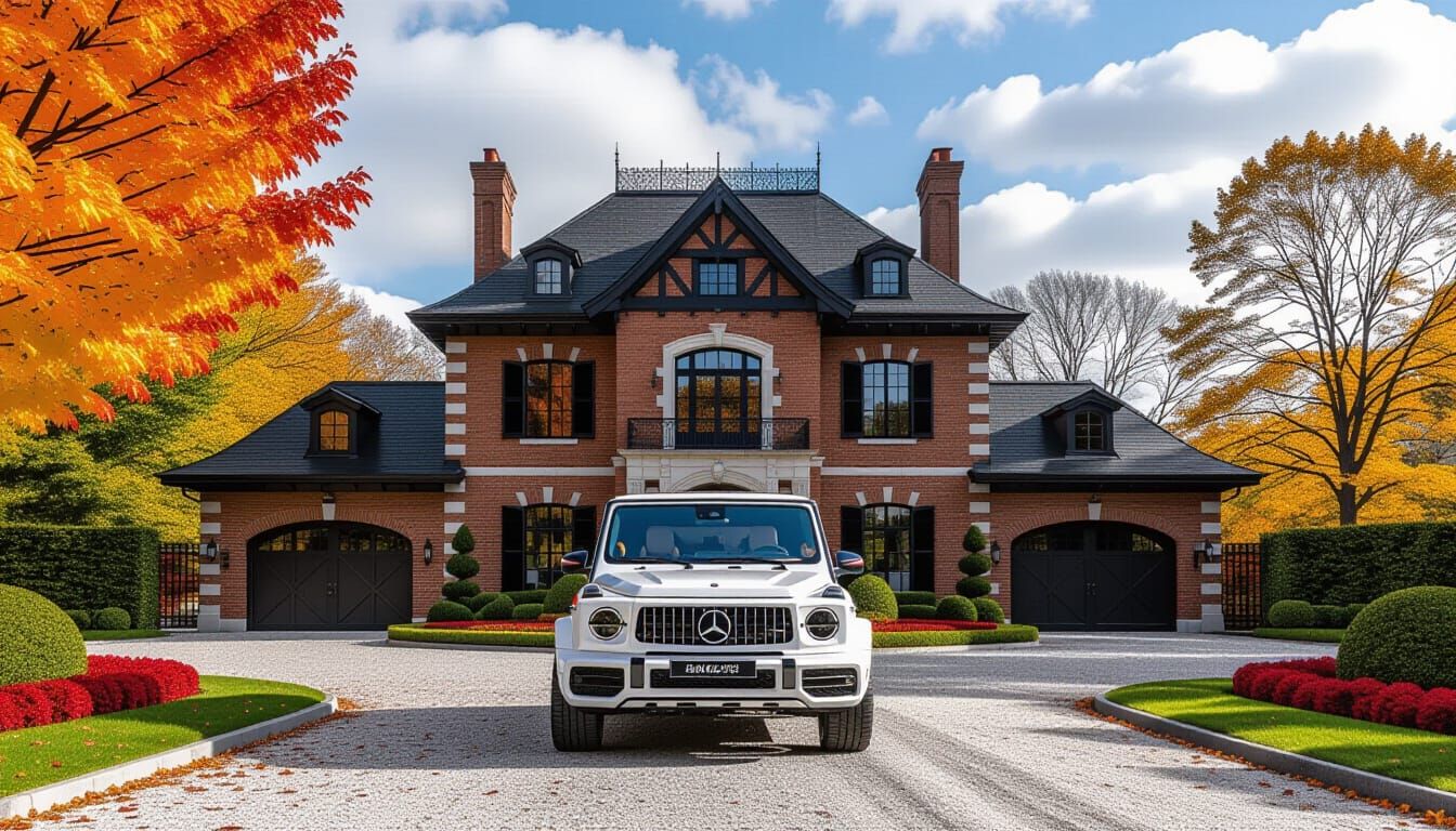 Victorian Chateau with Mercedes AMG in Autumn Splendor