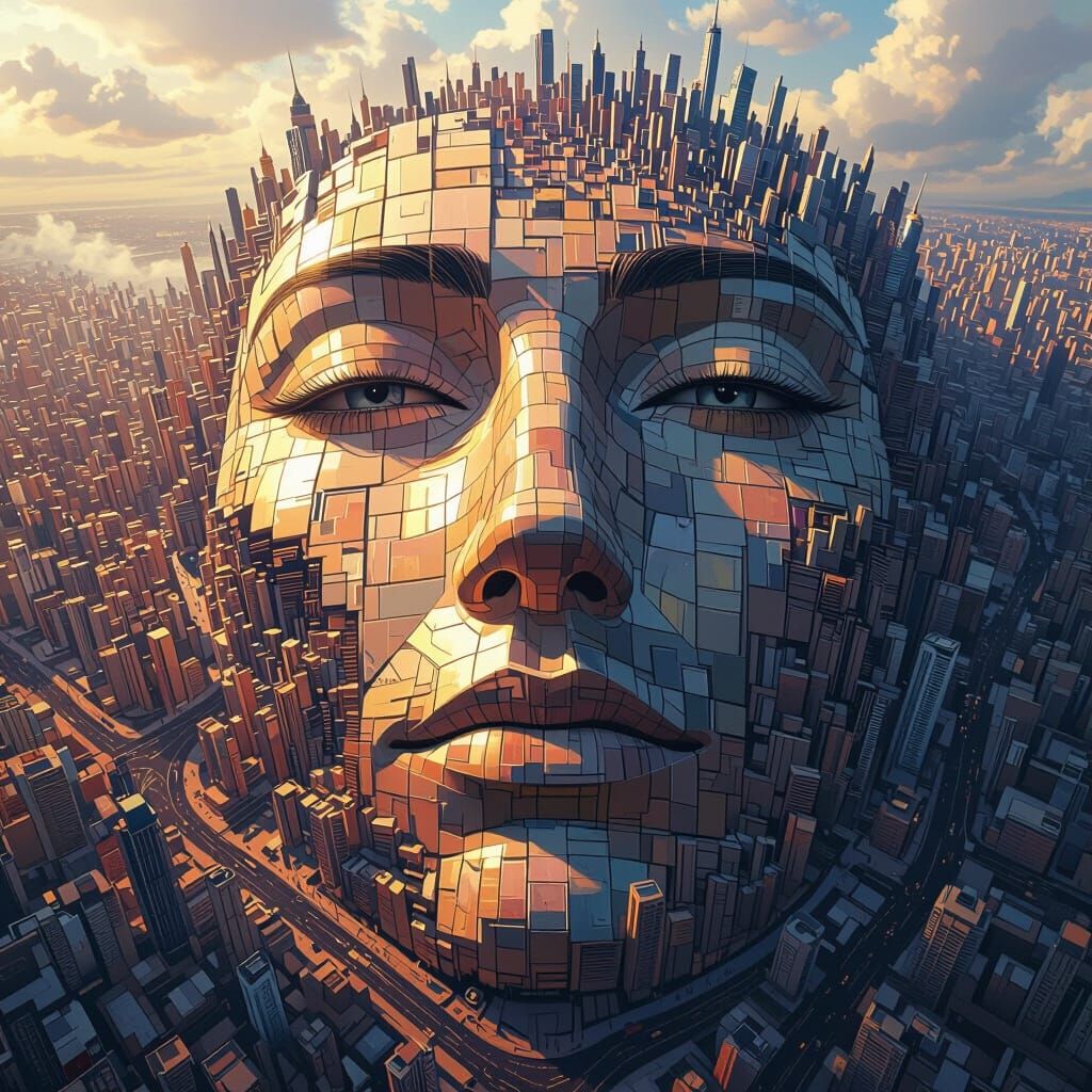 Sprawling City Designed as a Human Face