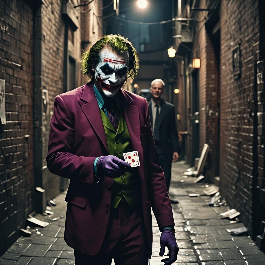 The Joker Laughing in a Dark Alleyway