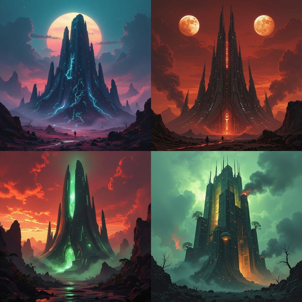 Alien Planet Building in Futuristic Style