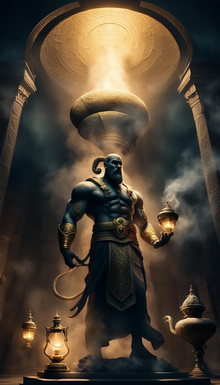 Ominous Lamp Giant in Dark Fantasy Art