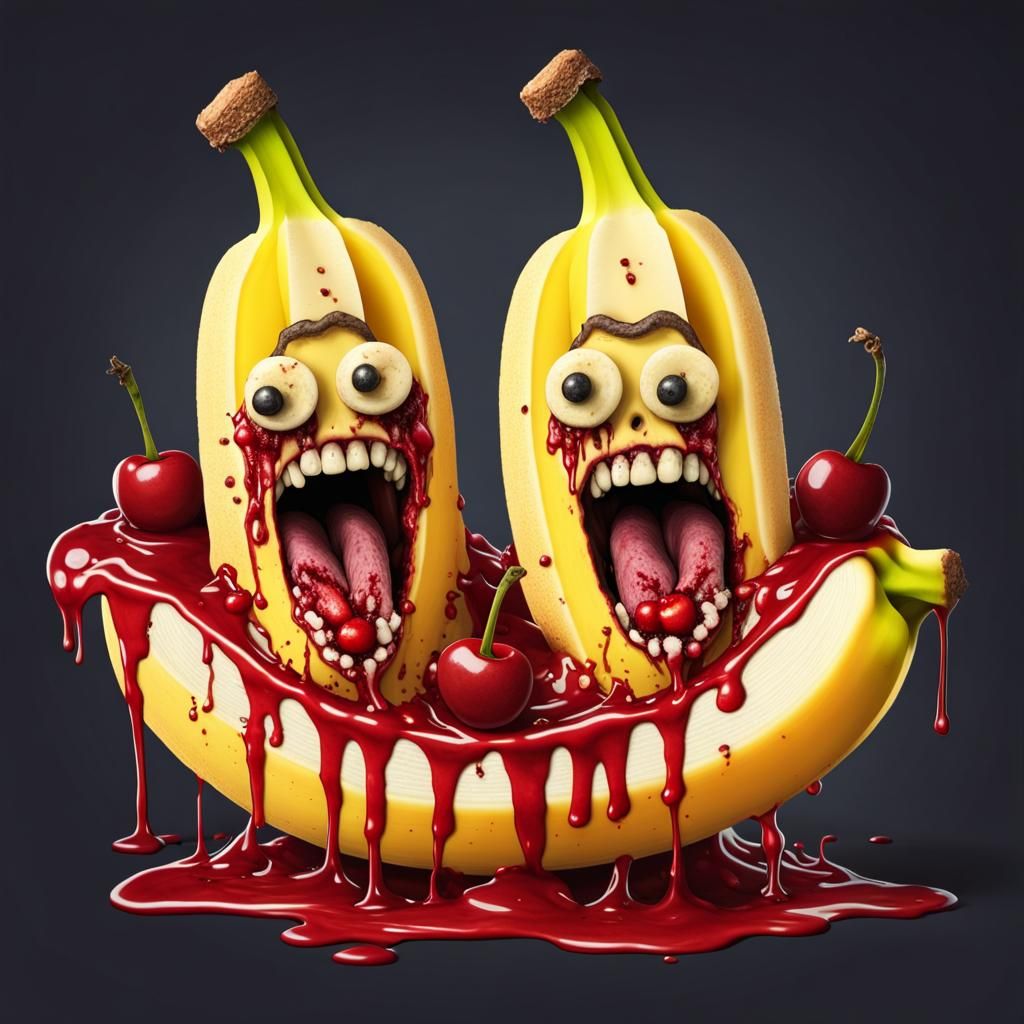 Decaying Zombie Banana Split in Gothic Horror Style