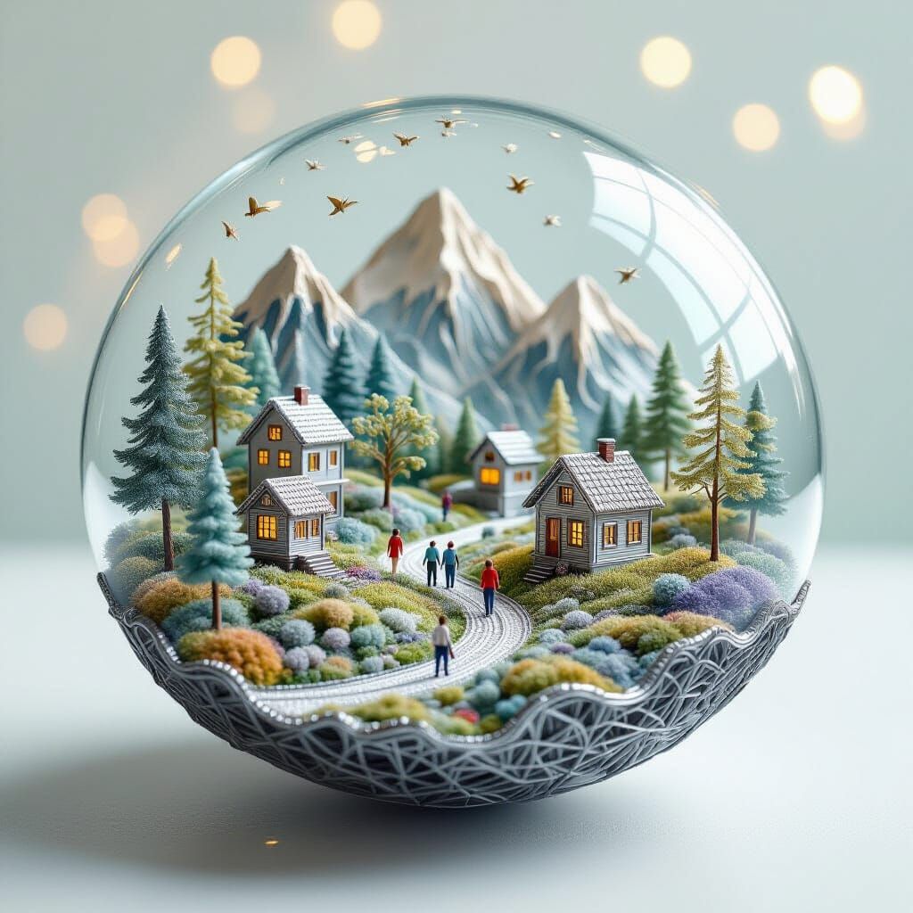 Intricate Miniature World Crafted from Steel Wire