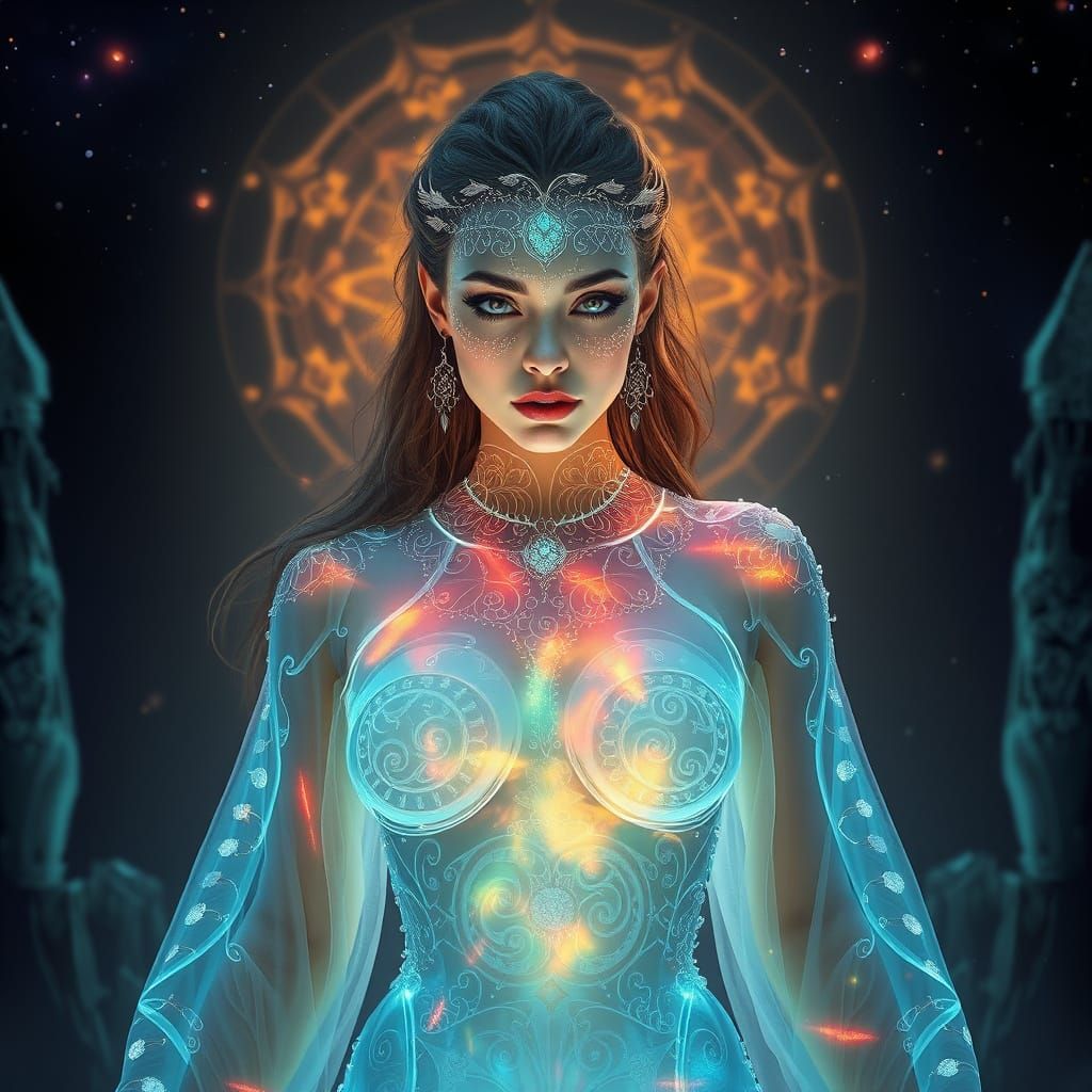 Enigmatic Mystic Goddess in Ethereal Aura