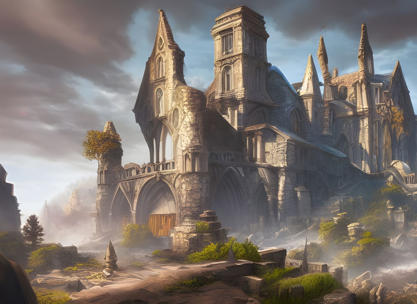 Monumental Abbey in Blizzard Games Style