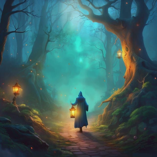 Enchanted Midnight Forest Path