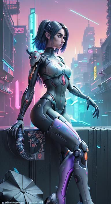 Anime Girl Nintendo Switch in Cyberpunk Style