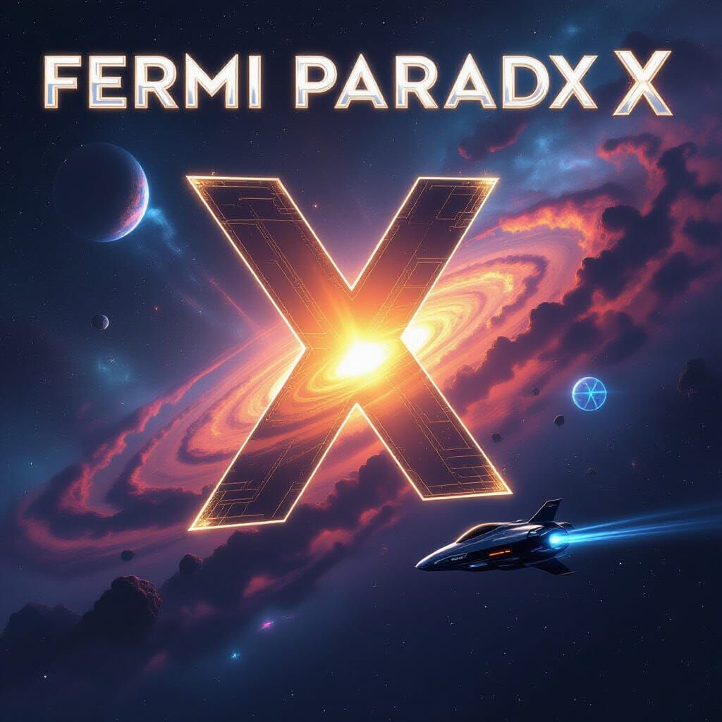 Sci-Fi Book Cover with Glowing X in Cosmic Scene