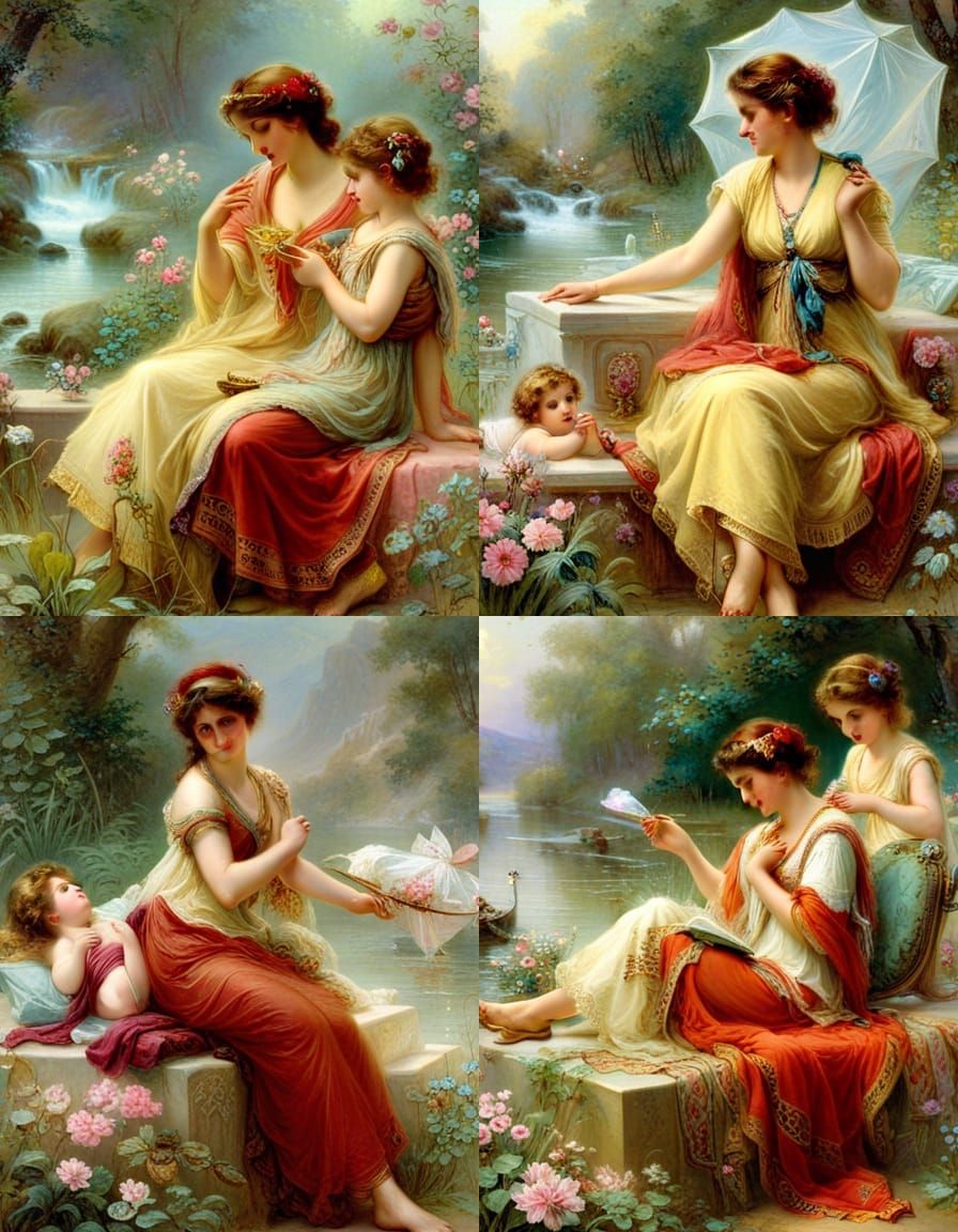 Romantic Scene in Academic Style