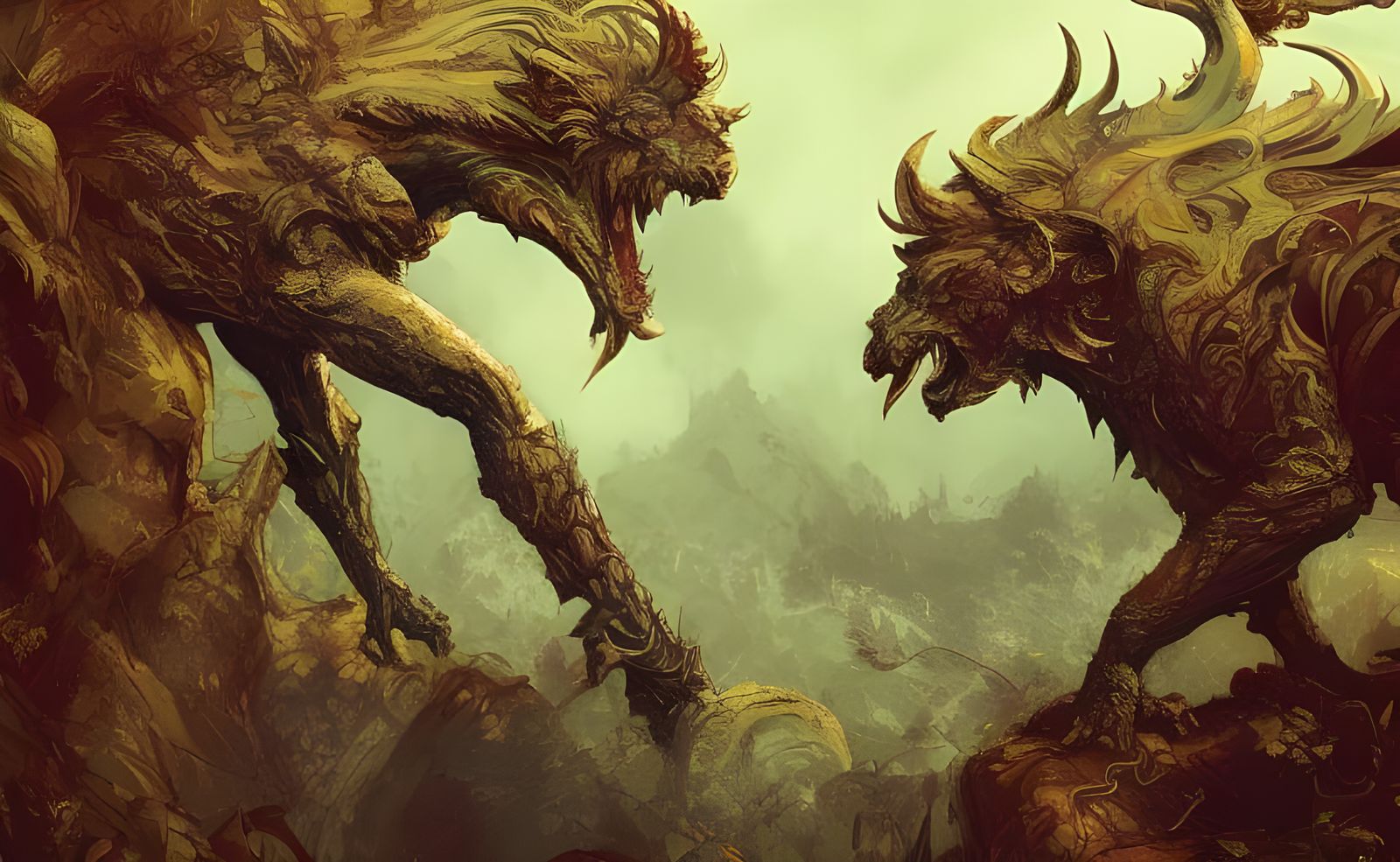 Chimera in Dynamic Pose: Fantasy Concept Art