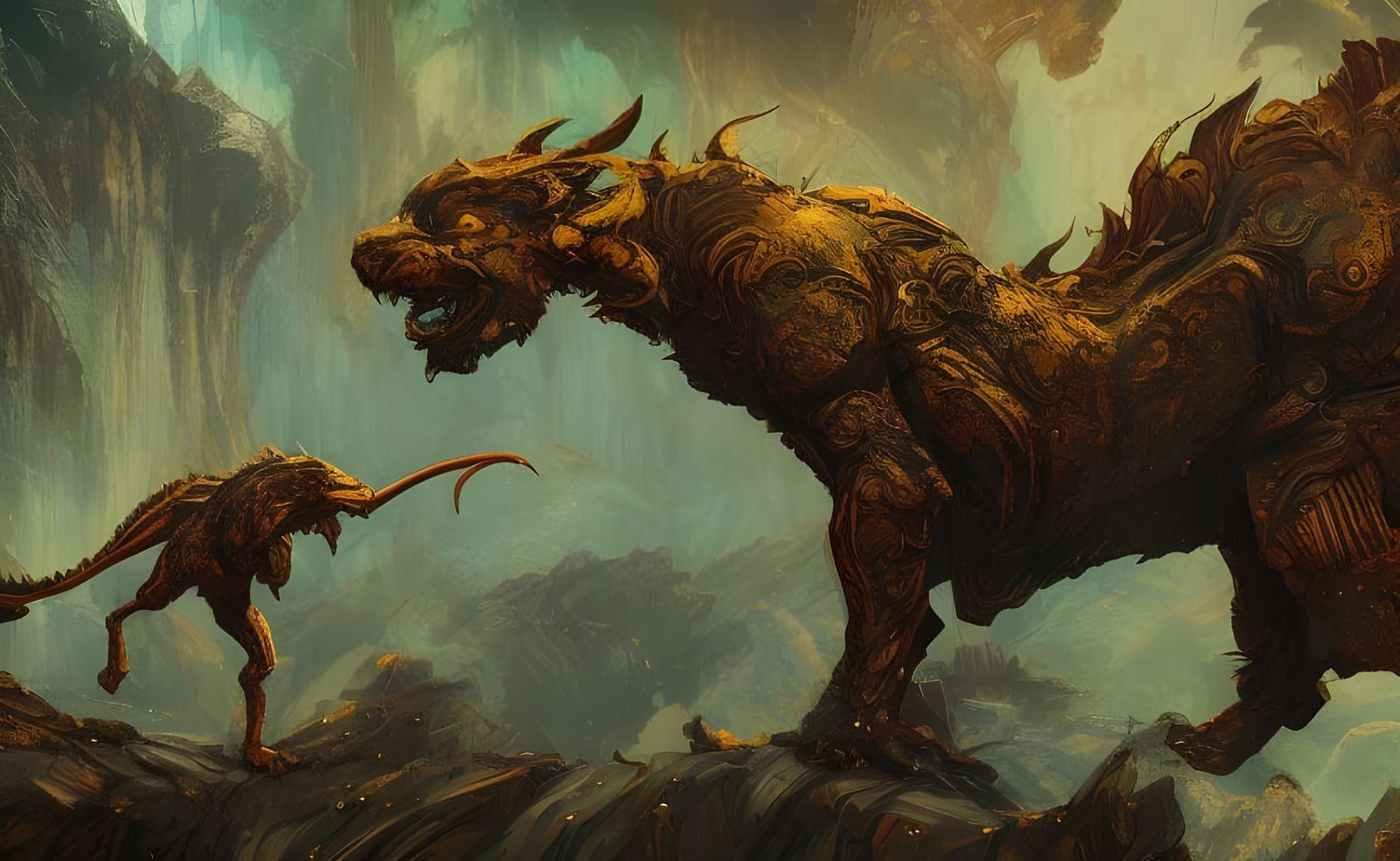 Chimera in Fantasy Landscape, Digital Painting