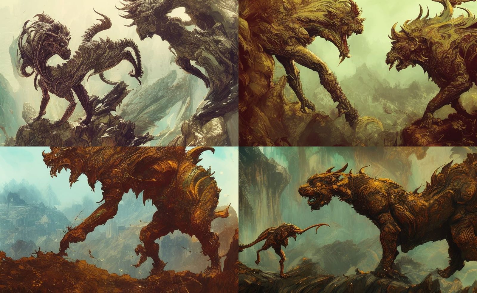 Chimera in Fantasy Landscape: Digital Art