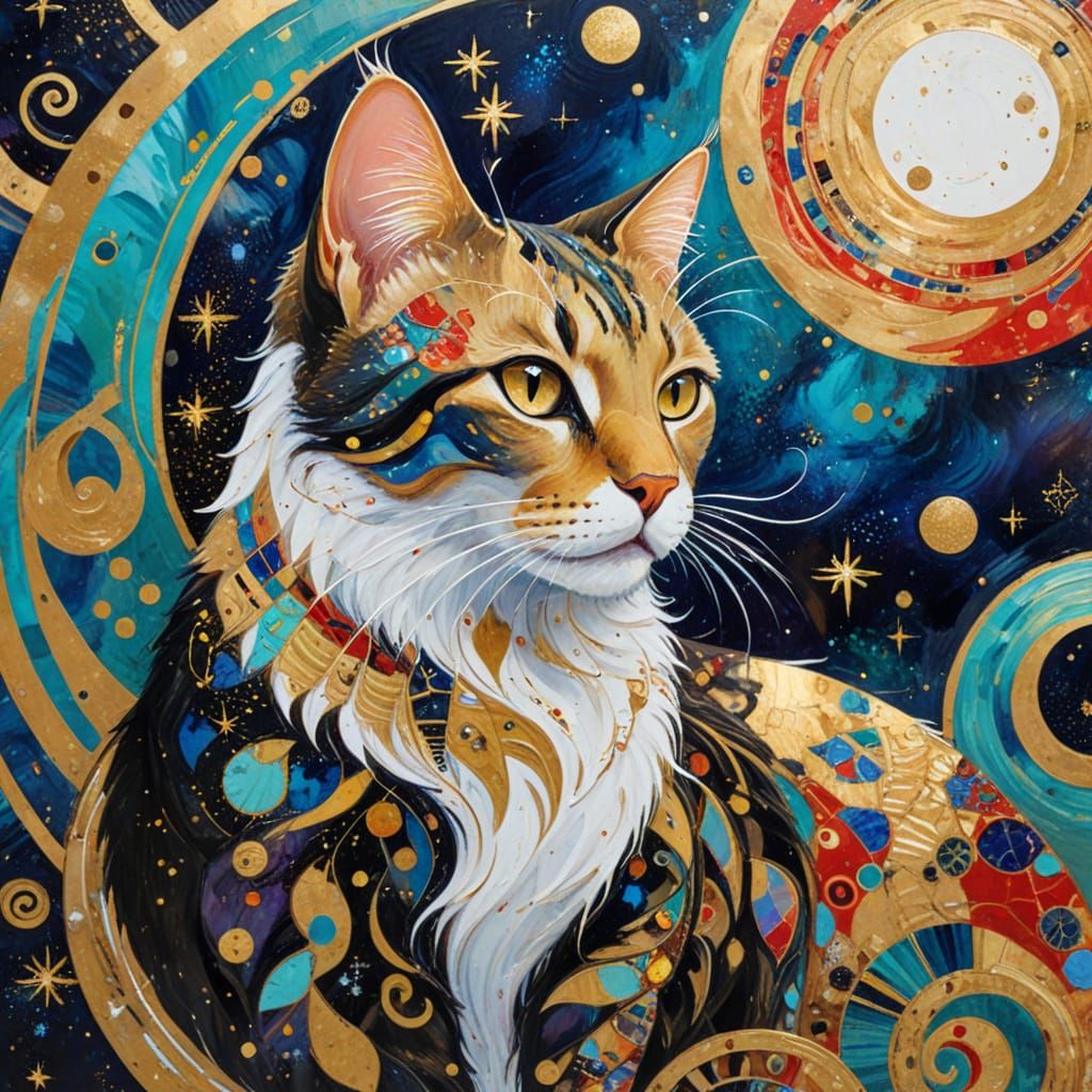 Cosmic Harmony Abstract Art in Klimt Style