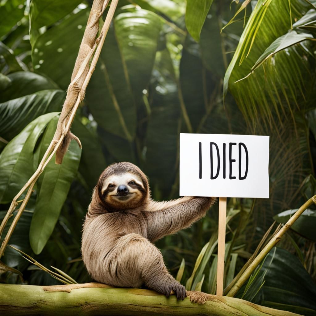 Sleepy Sloth Celebrates Achievement