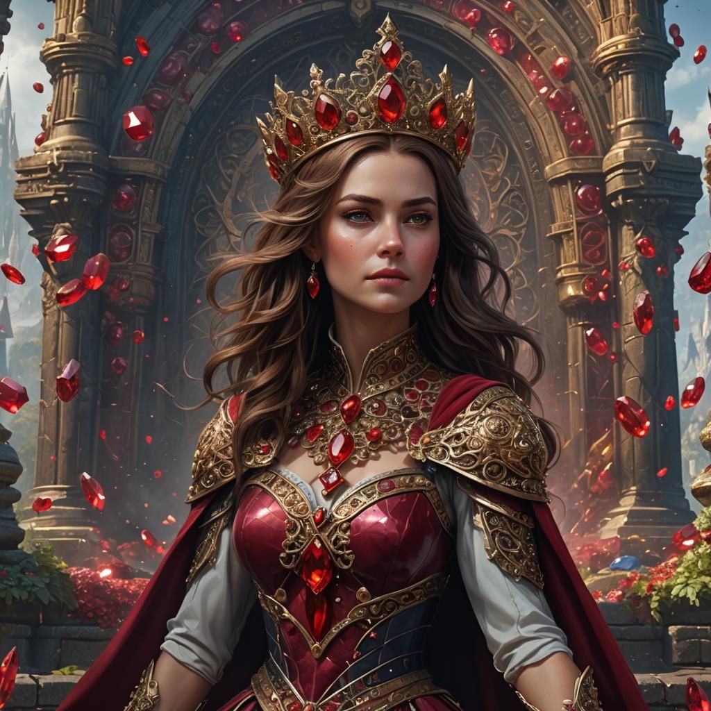 Queen with Ruby Gemstones: Fantasy Concept Art