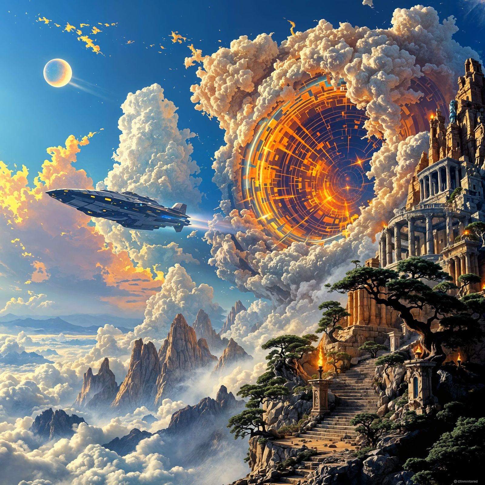 Surreal Stargate Dreamscape with Ancient Ruins