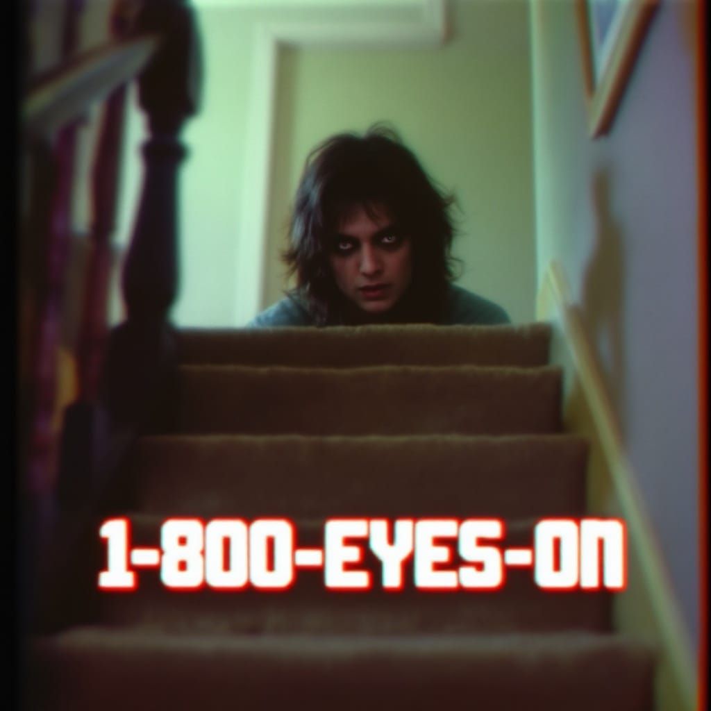 Unsettling 80s VHS Ad with Ominous Gaze
