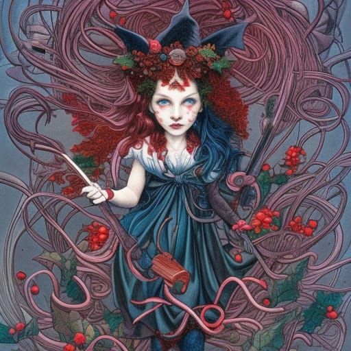 Magical Witch's Yule in James Jean Style