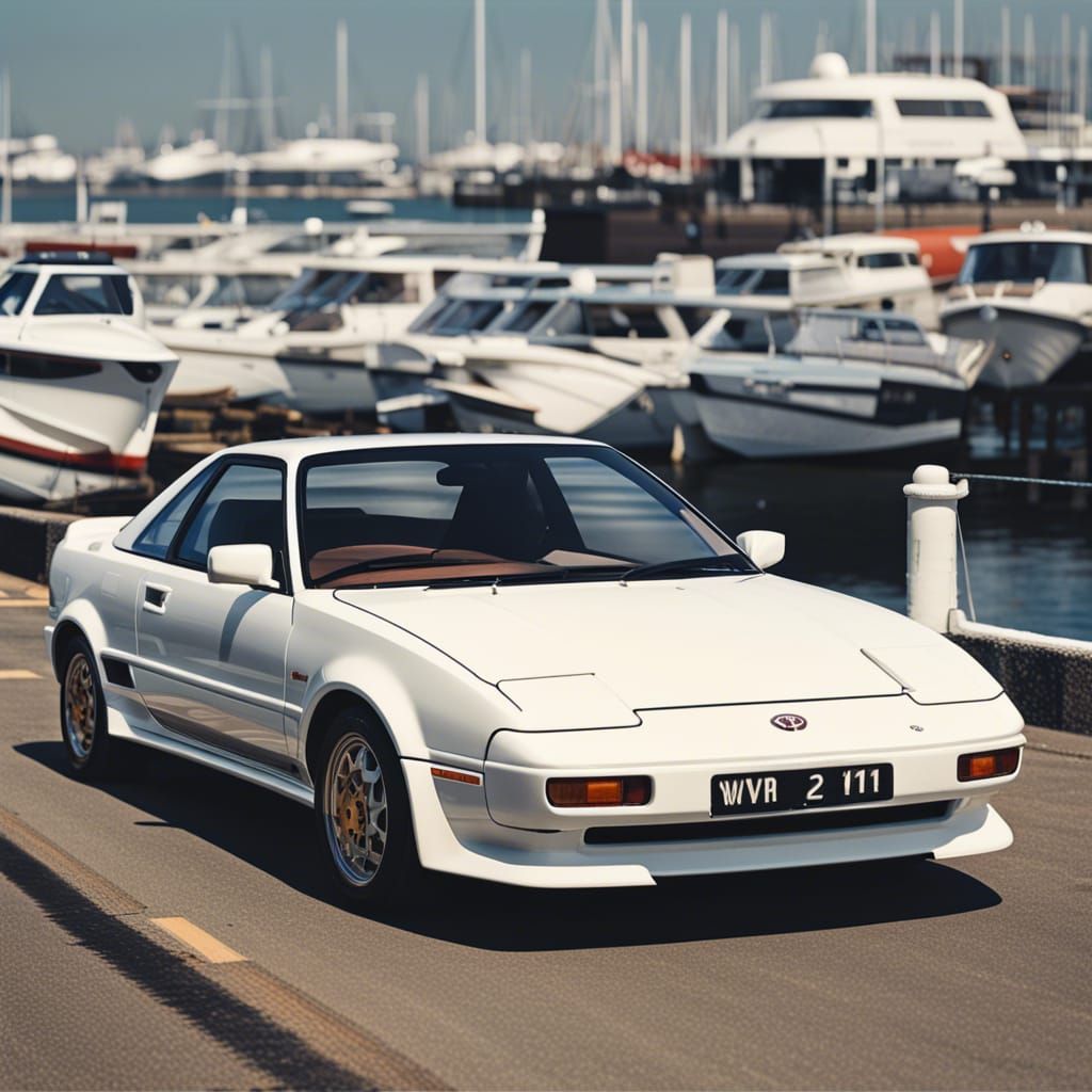 Toyota MR2 AW11: Detailed Car Parked by Harbour
