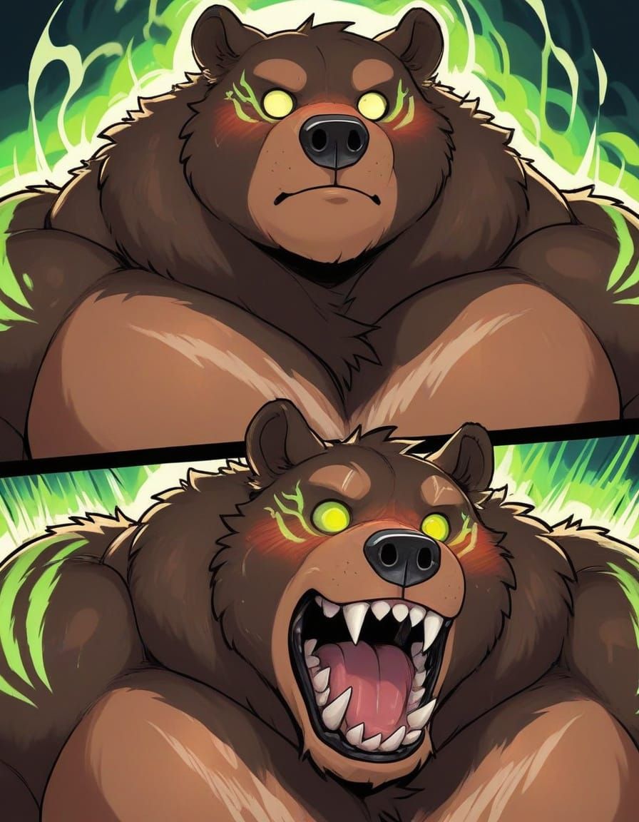 Glowing Voodoo Bear Portrait: Feral, Tribal, and Majestic