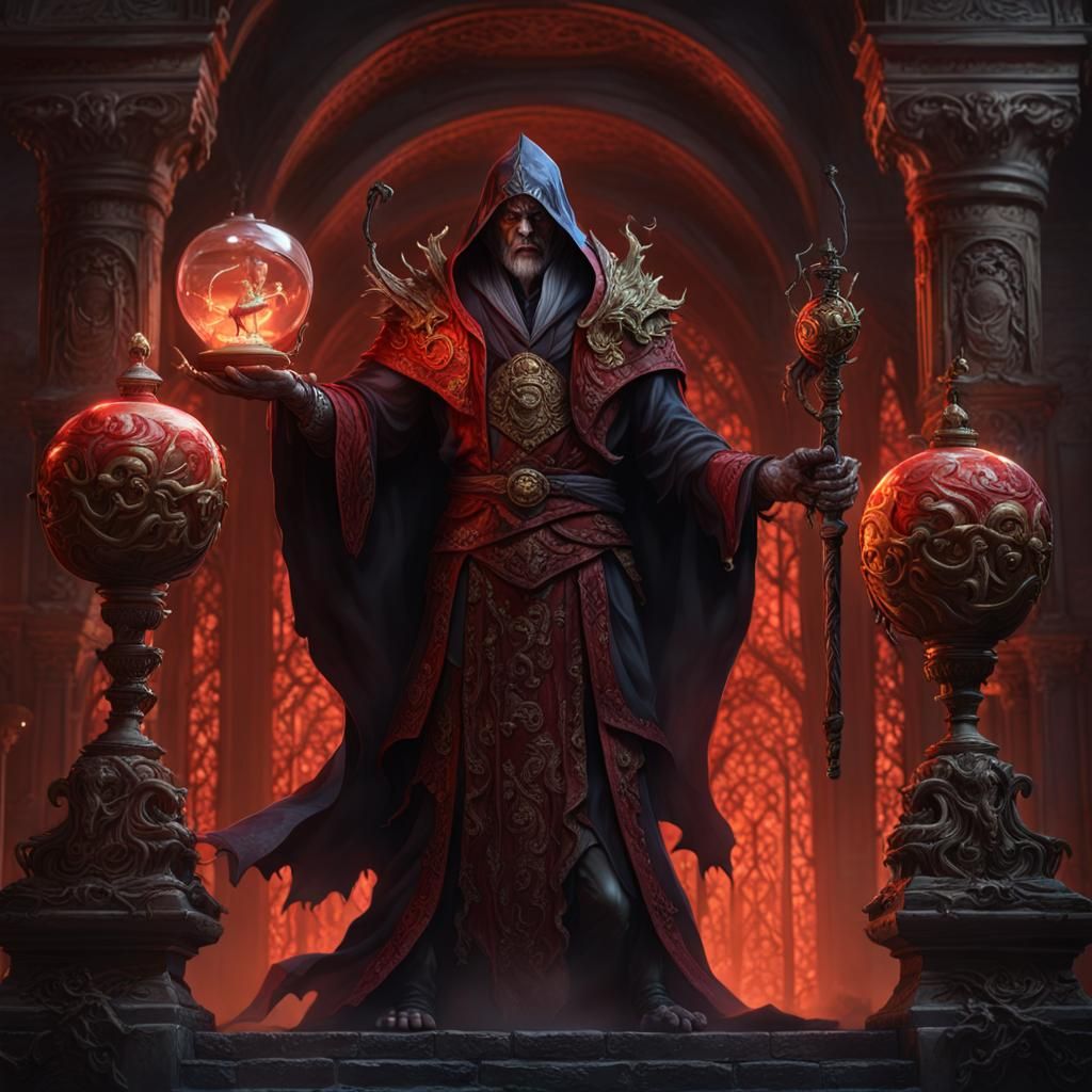 Undead Wizard with Hourglass: Dark Fantasy Art