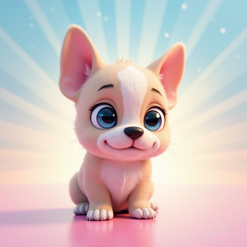 Vibrant Cartoon English Bulldog Puppy in Pastel Paradise