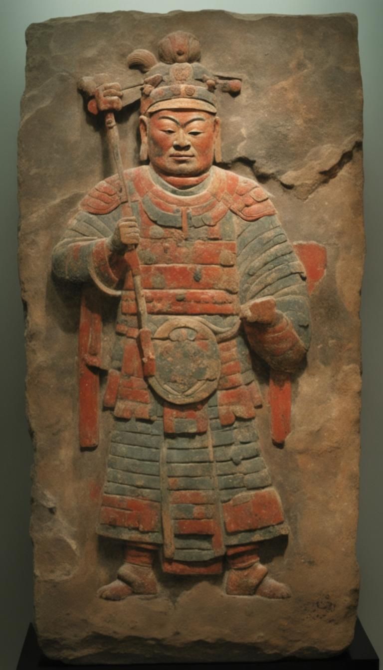 Later Liang Dynasty Warrior Stone Relief