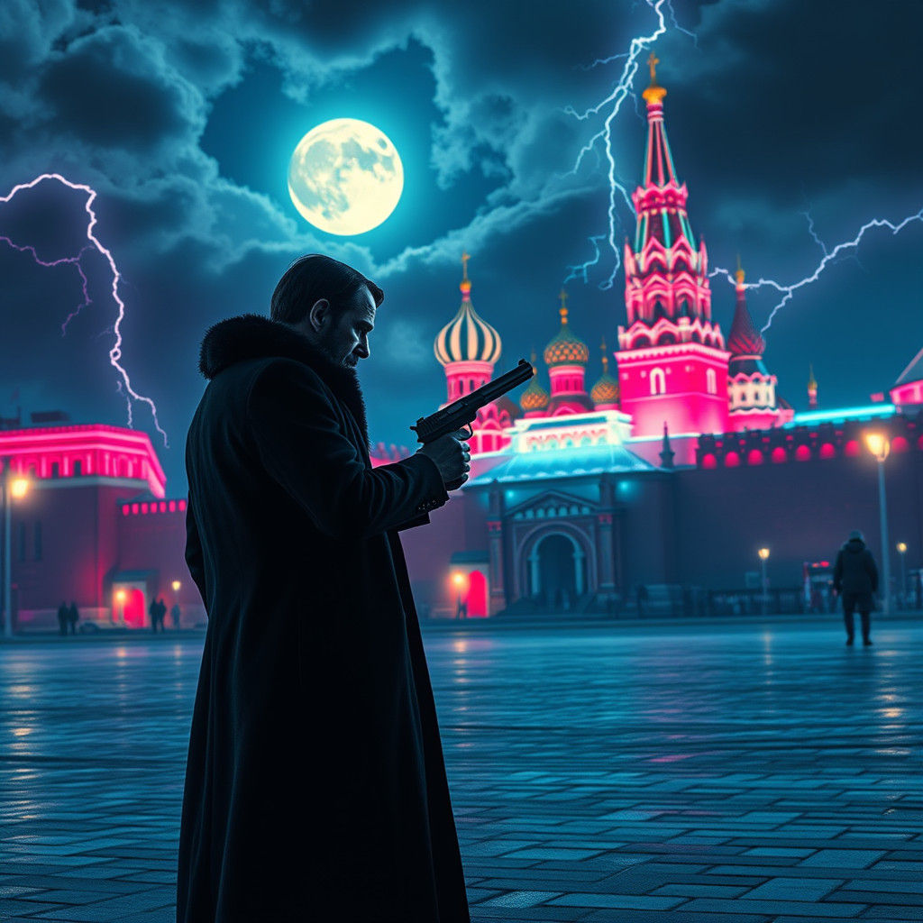 Rasputin Meets John Wick in Cyberpunk Red Square