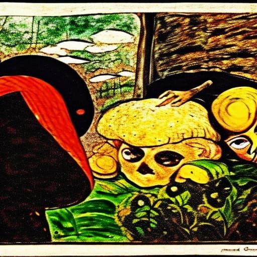 Cozy Forest Hut Inspired by Expressionist Masters