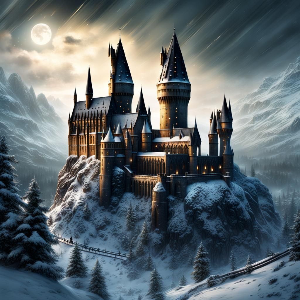 Hogwarts in Snowfall: Epic Digital Matte Painting