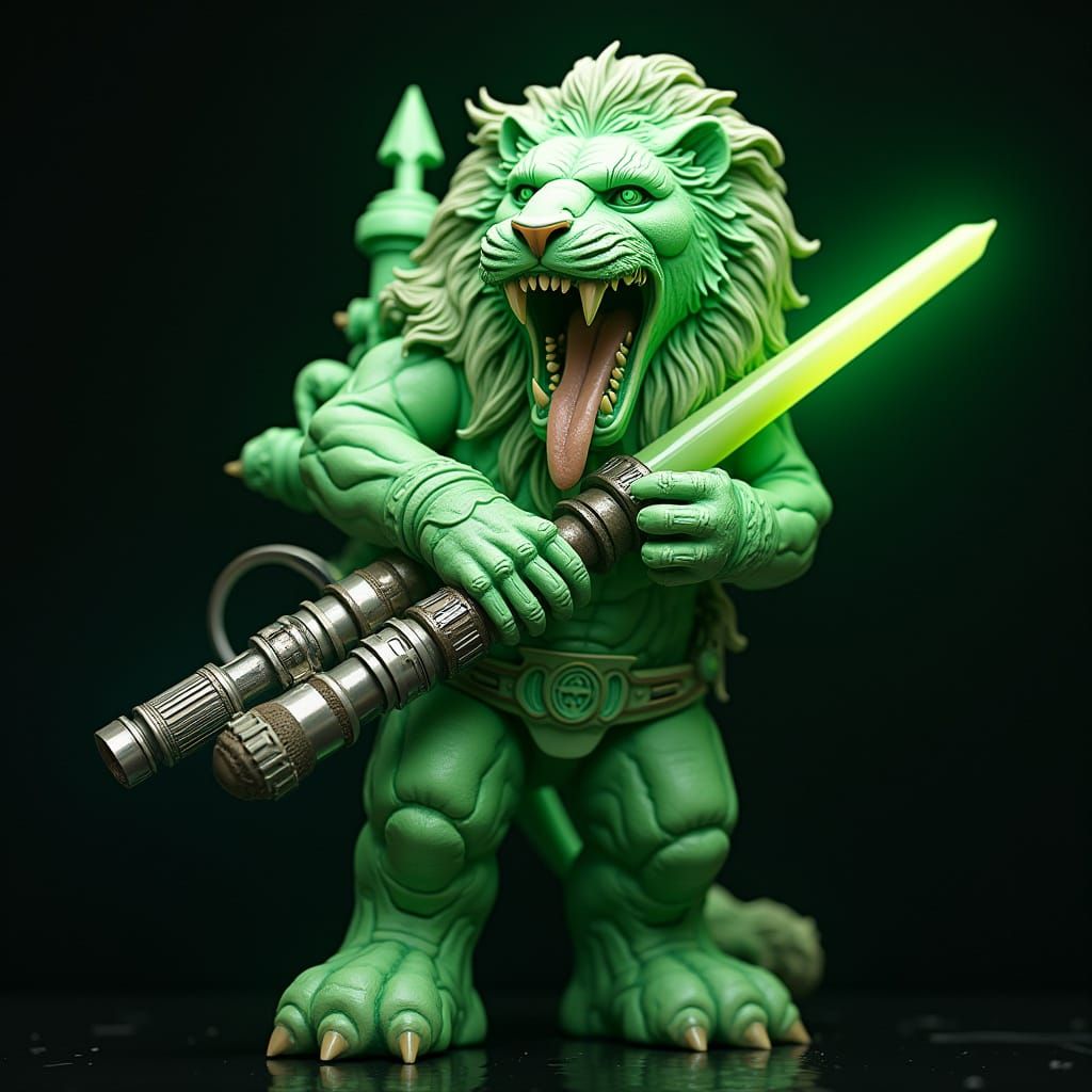 Lion Keyblade with Lightsaber Design in Futuristic Style