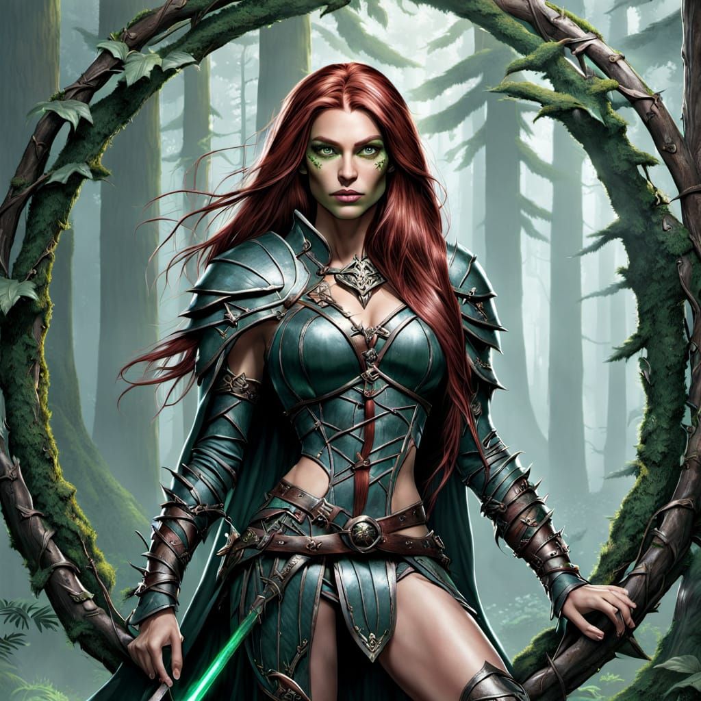 Woodland Wood Elf Maiden in Elegant Silken Armor