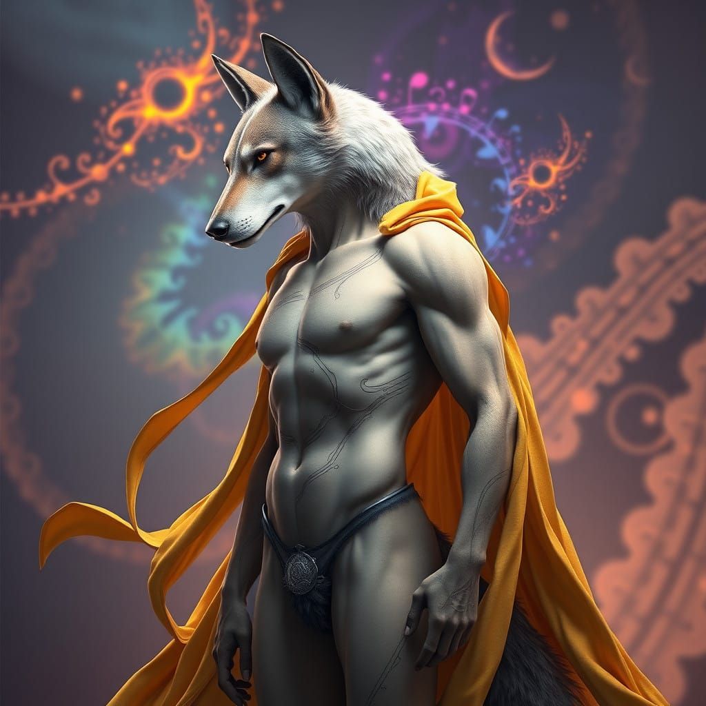 Majestic Canine Deity in Musical Splendor