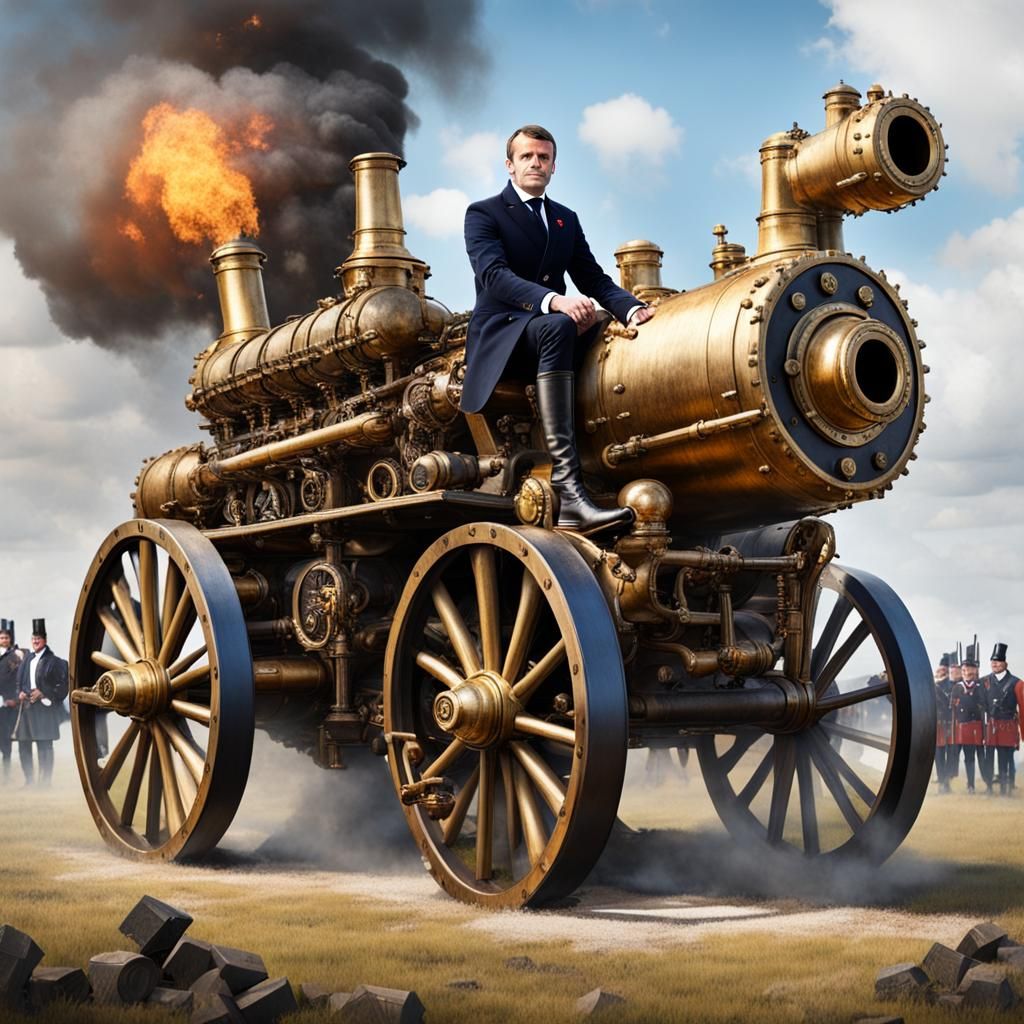 Macron on Steampunk Engine Battlefield