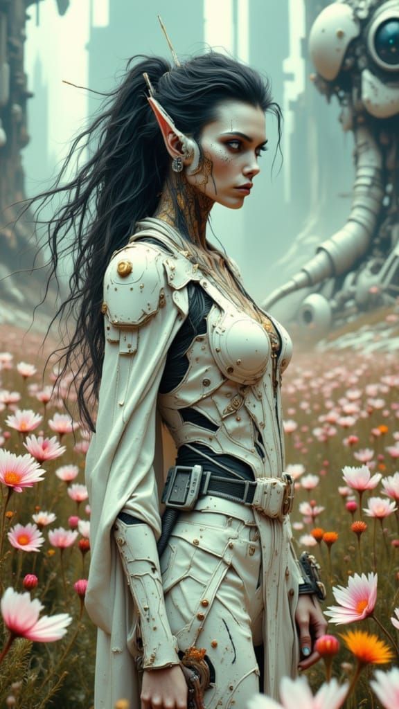 Alien Male Portrait with Bioluminescent Flowers