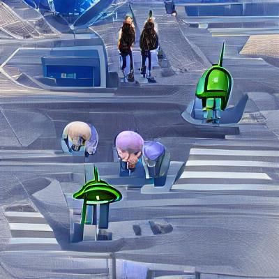 Rebels in Futuristic City: A Scene of Despair