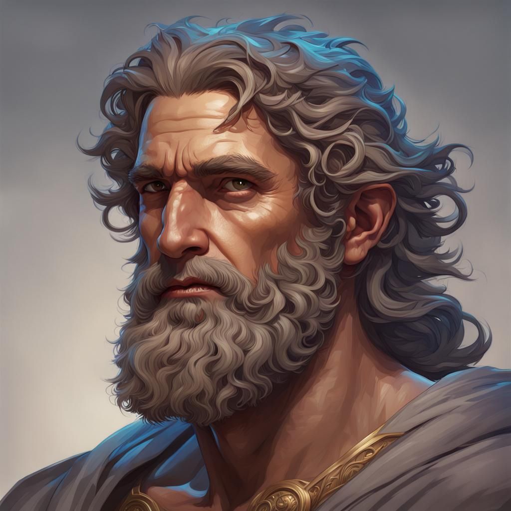 Odysseus Portrait in Hyperdetailed Art Nouveau Style
