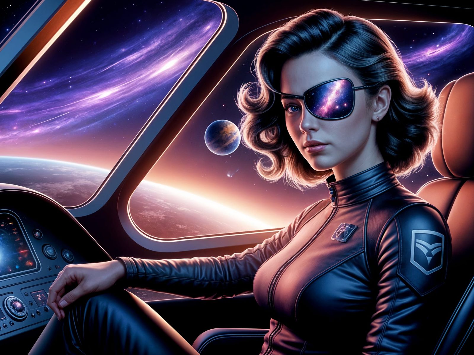 Galactic Space Explorer with Galaxy Eyepatch in Futuristic C...
