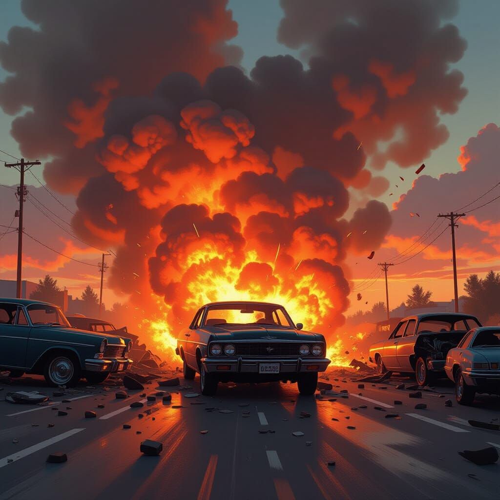 Car Wreck Dump Erupts in Fiery Explosion