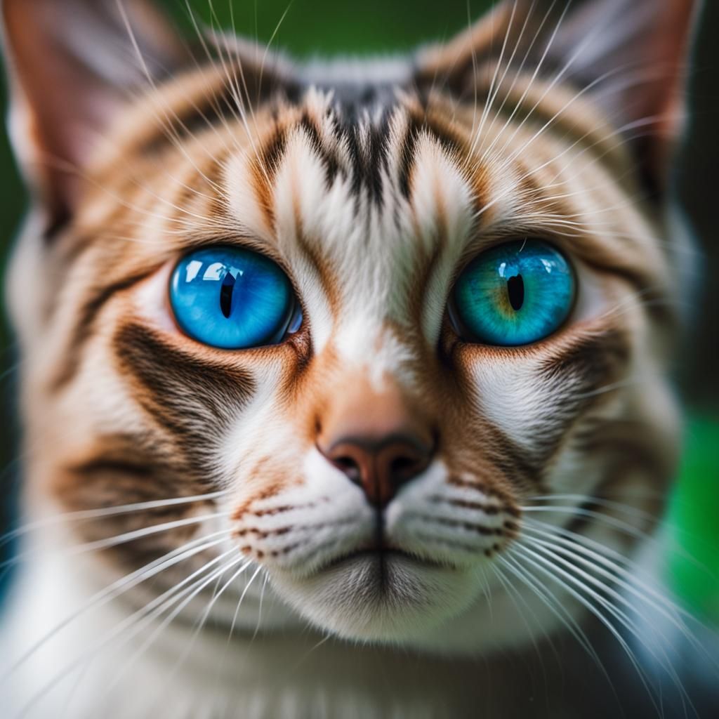 Heterochromia Cat Eyes in Sharp Focus