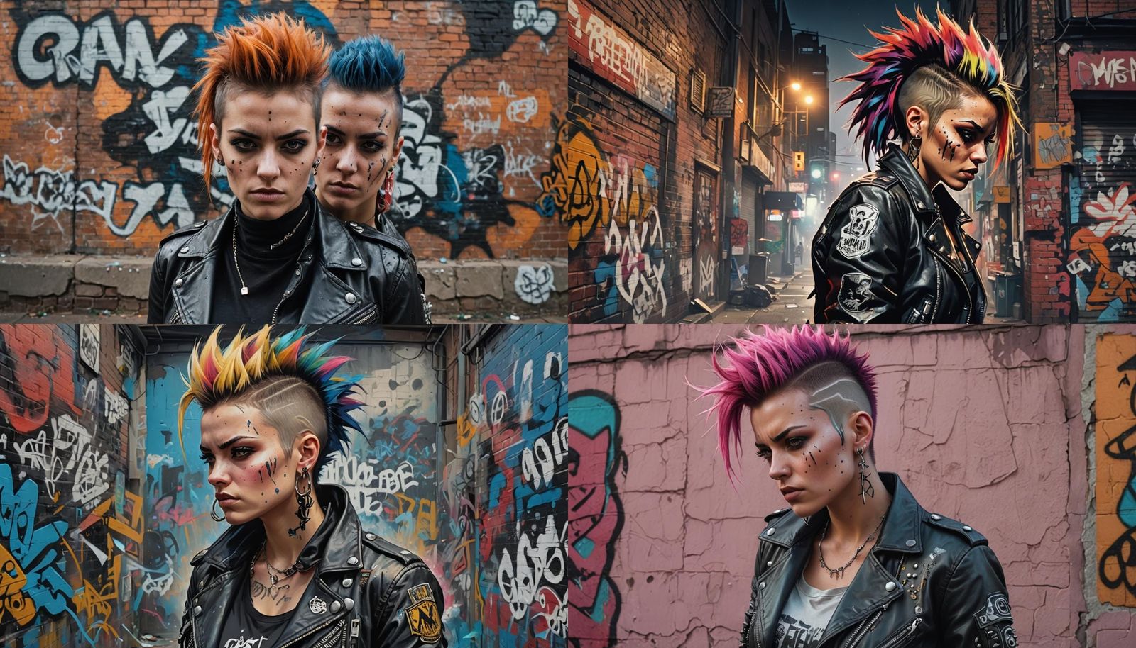 Punk Rock Girl Portrait in Gritty Style