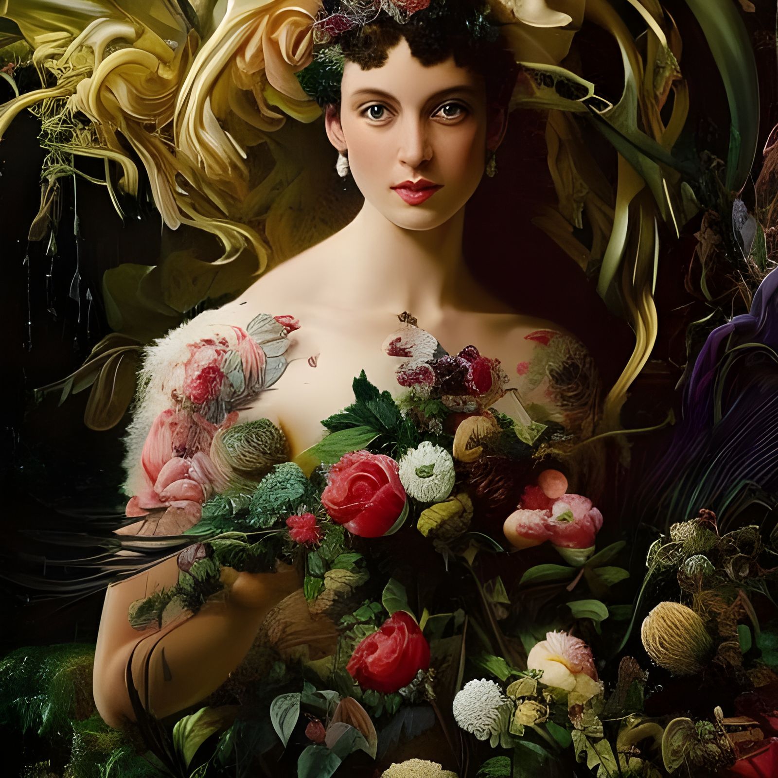 Ethereal Flower Goddess in Hyperrealistic Style