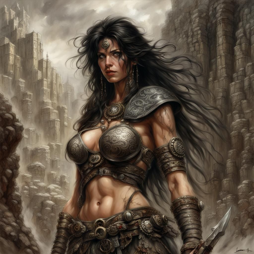 Epic Barbarian Woman in Dramatic Digital Painting