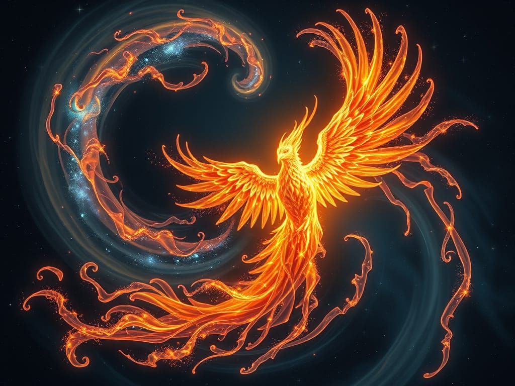 Majestic Phoenix of Starlight and Cosmic Dust