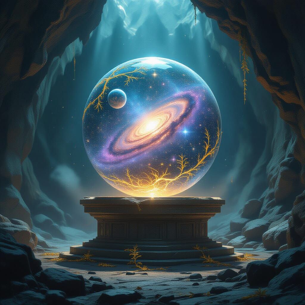 Miniature Galaxy Encased in Crystalline Sphere