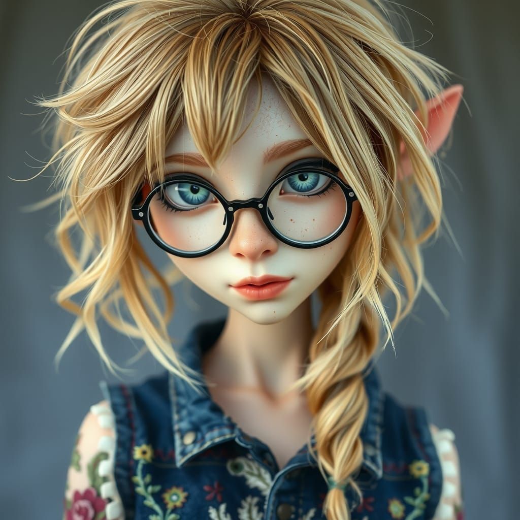 A wavy haired dirty blonde elven woman with wavy hair. Gorge...