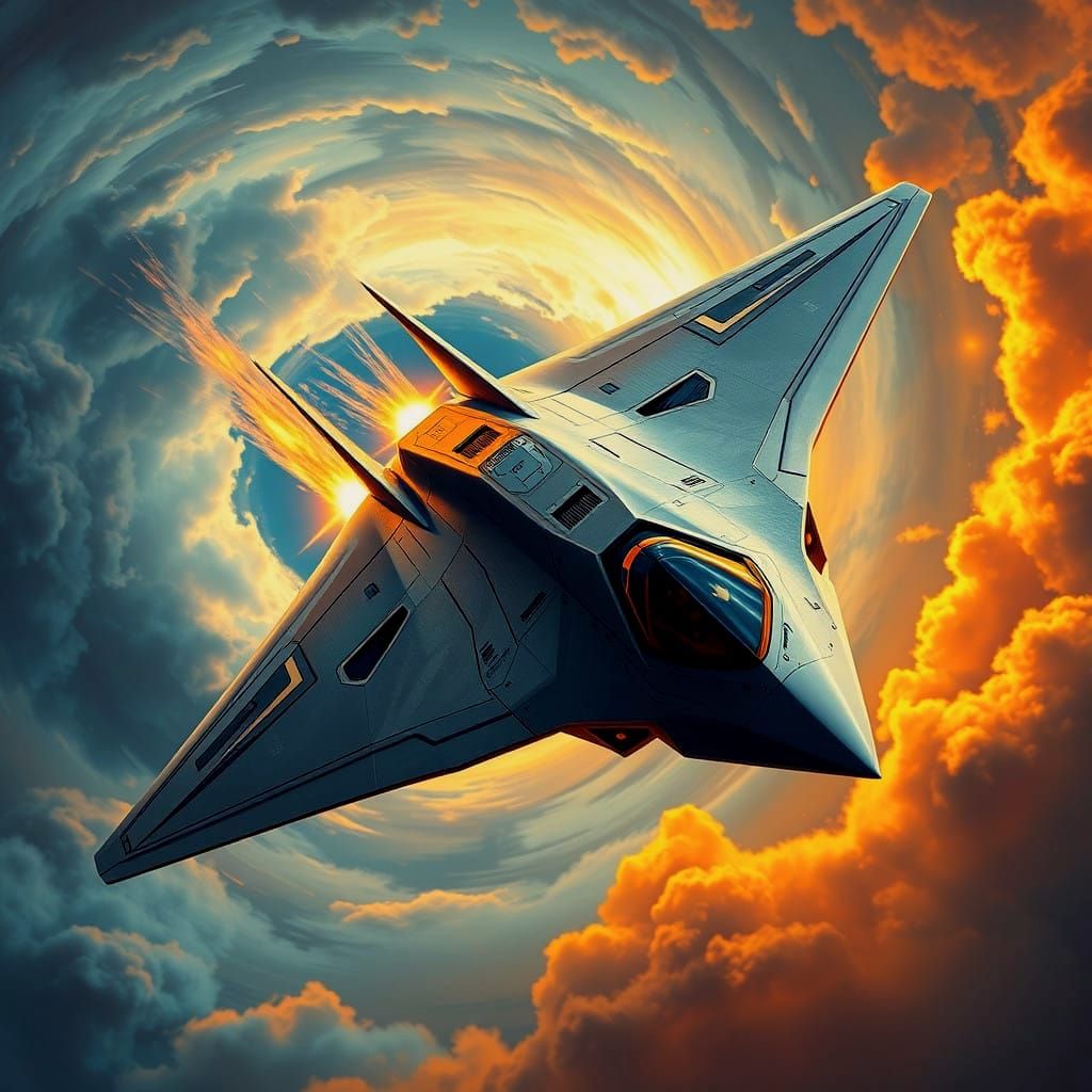 Hyperrealistic Aerospace Fighter in Mid Flight