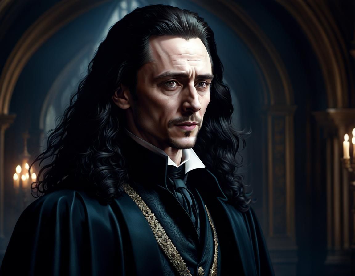 Dracula Portrait in a Dramatic, Hyperrealistic Style