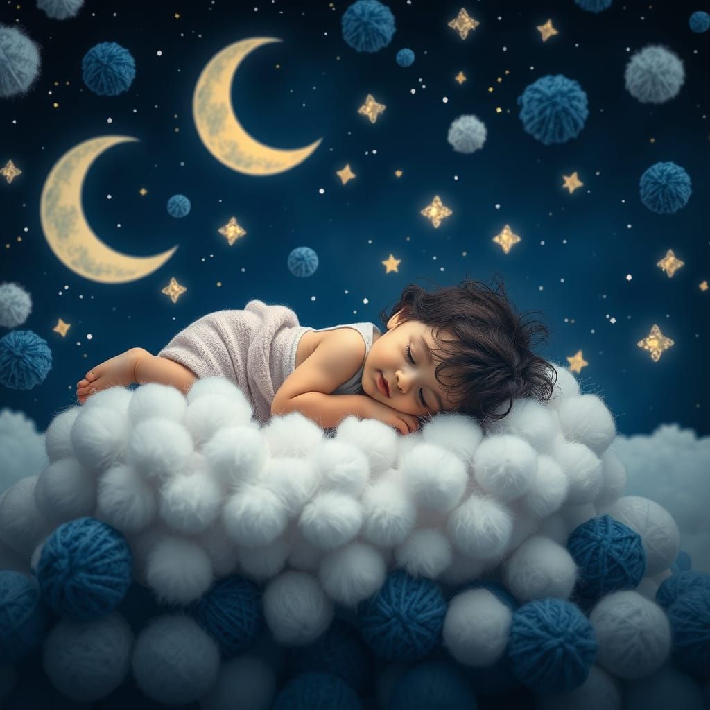 Dreamy Night Sky of Yarn Ball Constellations