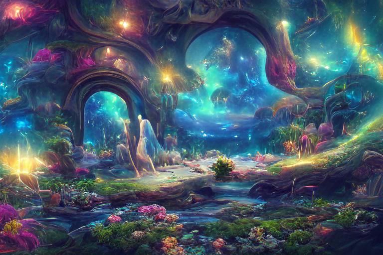 Sci-Fi Alien Zen Garden Under Cosmic Sky